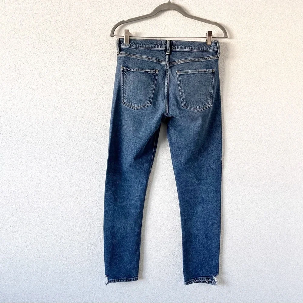 AGOLDE Toni Mid Rise Straight Leg Jeans Viewpoint Wash Distressed Denim - Picture 5 of 8